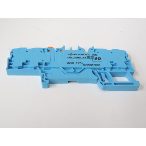 Bloc de jonction sectionnable bleu pour 4 fils souple 4mm² max pose sur rail 35x15 et 35x7.5mm connexion push-in Topjob's Wago