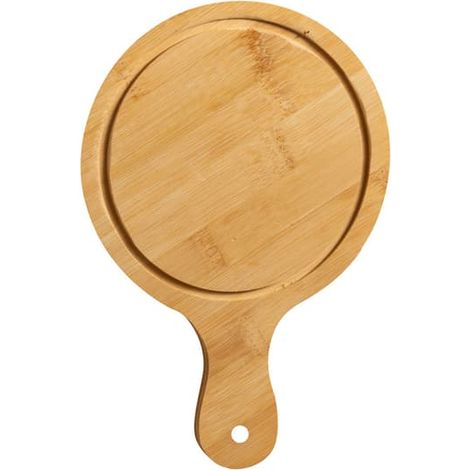 Planche à pizza ronde en bambou de 15 cm avec poignée, plateau de service et planche à découper pour la cuisson, le fromage et les en-cas. (1/5)