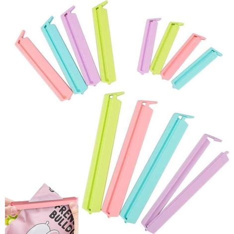 48 lebensmittelechte Verschlussclips für Snackbeutelverpackungen, 4 Farben, 3 Größen (1/5)