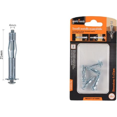 Kaela - Set 5pz Tasselli Metallici Espandibili Viti A Espansione Stile I 4 X 21 Mm 92847 - (1/2)