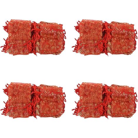 400 pochettes cadeaux à bijoux en organza rose 7x9cm avec cordon de serrage pour mariages, fêtes de Noël et autres occasions (rouge) (1/5)