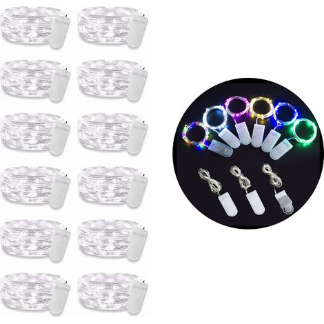 Guirlande lumineuse de 12 LED de 0,03 W pour sapin de Noël, lumière blanche froide, 20 LED, 3 V, flexible, IP65, étanche, idéale pour les mariages et les chambres. (1/5)