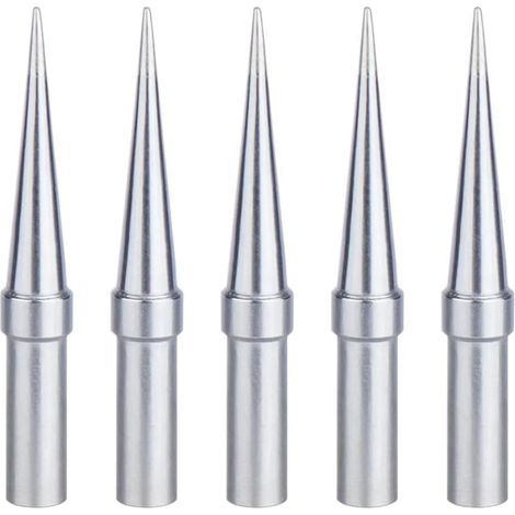 Panne à Souder, 5 Pièces Pointe de Fer à Souder Conico 0,4 mm de Remplacement, Pointes de Soudure Cuivre Plaqué Nickel, Applicable for Weller WESD51 WES51 WES50 (1/4)