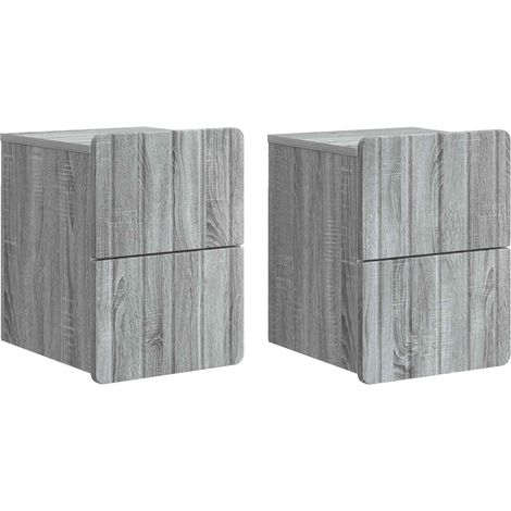 Maison Exclusive - Mobiletto da notte a muro 2 pz Grigio Sonoma 33 x 34,5 x 43 cm (1/5)