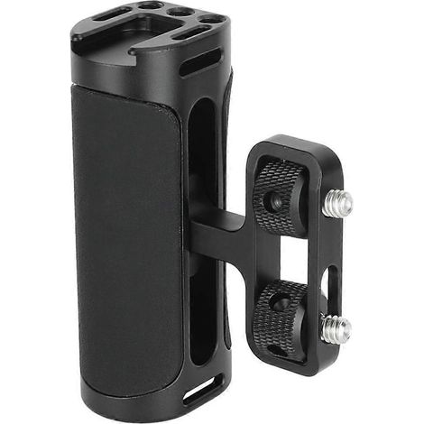 Poignée latérale universelle avec double fixation par vis 1/4"-20 pour main gauche/droite, compatible avec les cages de caméras Monitoe. (1/5)