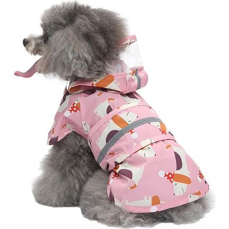 Impermeable con capucha para perros, poncho reflectante, impermeable ligero y ajustable para perros, talla L (1/3)
