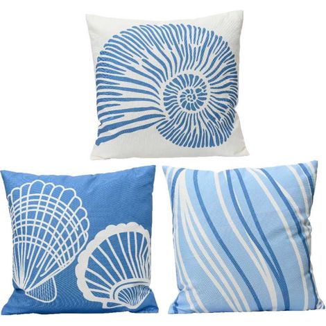 Kaemingk Oceano Cuscino per Esterni 45x45 cm Bianco Blu Resistente all'Acqua