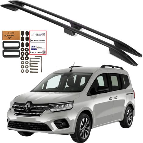 Barras de techo RENAULT KANGOO MK3 L2 LONG 2022 - Aluminio macizo negro