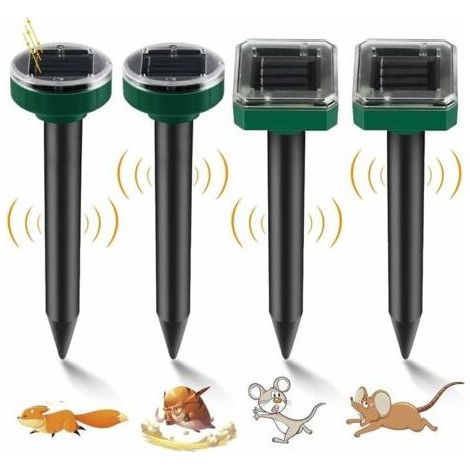 Detaupeur Solaire 4pcs Anti Taupe Ultrason Repulsif Serpent Chasse Taupes Eliminer Prise Ultrason Souris AntiTaupes Campagnols Nuisibles Etanche pour Jardin Pelouse en Plein Air (1/5)