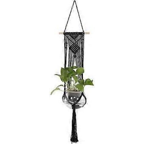 Suspension pour plantes d'intérieur et d'extérieur en macramé, cordelette faite main avec pompons, support pour pot de fleurs, cordon pour suspension, décoration murale (1/3)
