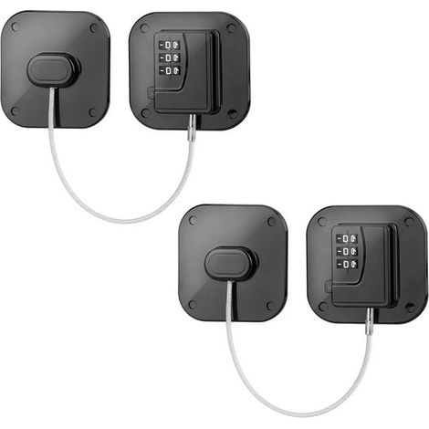 Serratura per porta，Serratura a combinazione per frigorifero，Set di 2 serrature per armadietti di frigoriferi-congelatori con cassetti (nero) (1/5)