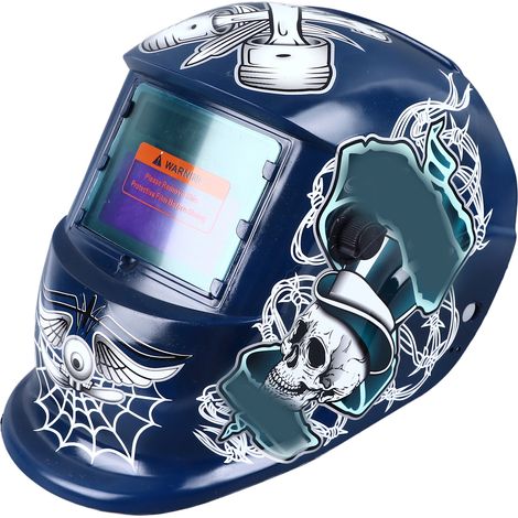 Casque de soudage à assombrissement automatique, grand écran de vision 93 x 43 mm, 2 capteurs réglables, alimentation solaire, bleu (1/5)