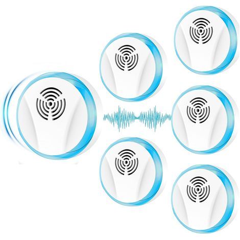 Ultraschall-Schädlingsbekämpfer, elektronische Schädlingsbekämpfung für Innenräume, Schädlingsbekämpfung gegen Mücken, Mäuse, Spinnen, Kakerlaken und Fliegen, 6er-Pack (1/5)
