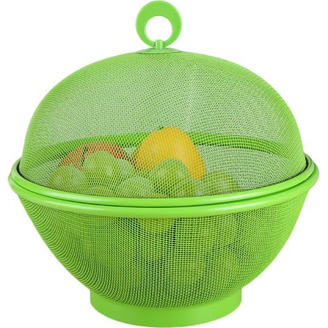 Grande corbeille à fruits en maille avec couvercle, anti-mouches, facile à nettoyer, compatible lave-vaisselle, avec couvercle. (1/5)
