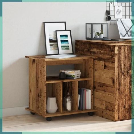 Armoire à roulettes - 856662 - vieux bois - 60 x 45 x 60 cm - 4 roulettes (2 verrouillables) (1/5)