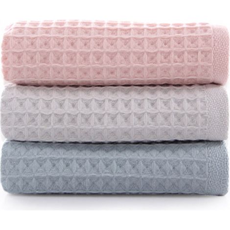 Ensemble de 3 serviettes : serviette gaufrée, serviette de bain, serviette de toilette, serviette d'invité, serviette de douche, serviette de sauna (34 x 74 cm). (1/4)