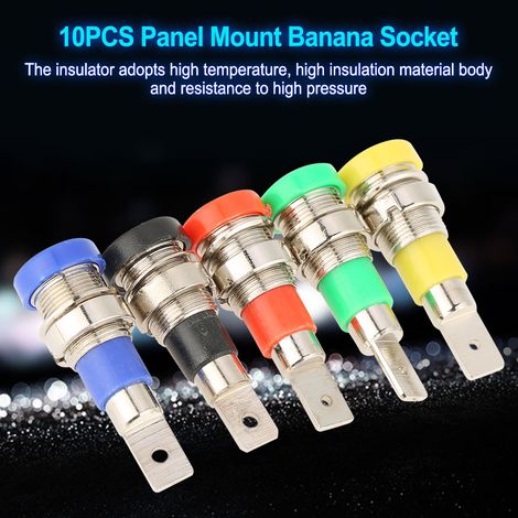 Lot de 10 connecteurs banane de couleurs assorties, jack 4,0 mm, pour sondes de test à montage sur panneau (1/5)