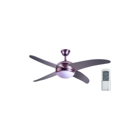 Ventilatore da soffitto con 4 pale in legno finitura Silver 1 lampada c/telecomando - Mod. Galileo Galilei