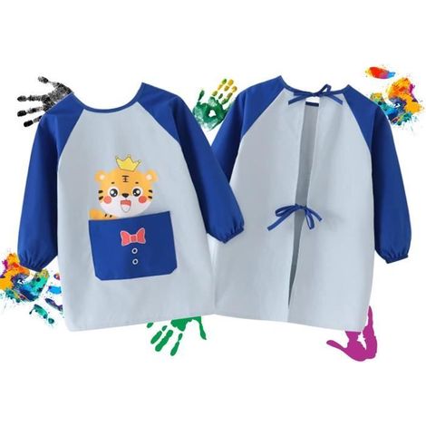 Tablier de peinture enfants avec poche,motif de lapin à longues oreilles,imperméable et résistant à la saleté,léger et respirant (1/4)