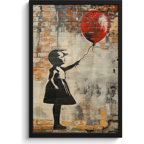 AFFICHE ENCADRÉE Graffiti - Banksy - Fille - Street art Cadre Décoration Murale 40x60 (1/5)