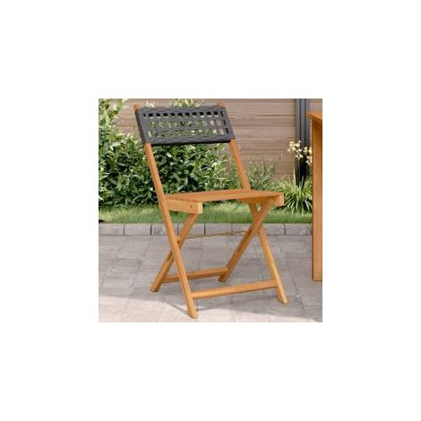 Chaises de bistrot lot de 2 noir bois massif d'acacia et rotin (1/5)