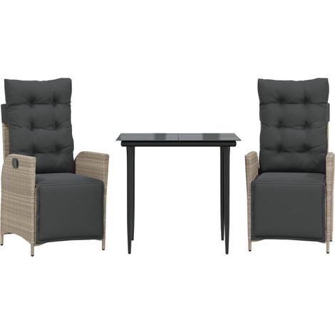 Maison Exclusive - Set Pranzo da Giardino 3pz con Cuscini Grigio Chiaro Polyrattan