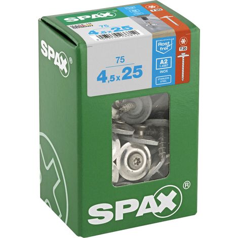 SPAX Spenglerschraube, 4,5 x 25 mm, 75 Stück, Vollgewinde, Linsensenkkopf, T-STAR plus T20, 4CUT - 4577000450257 (1/3)