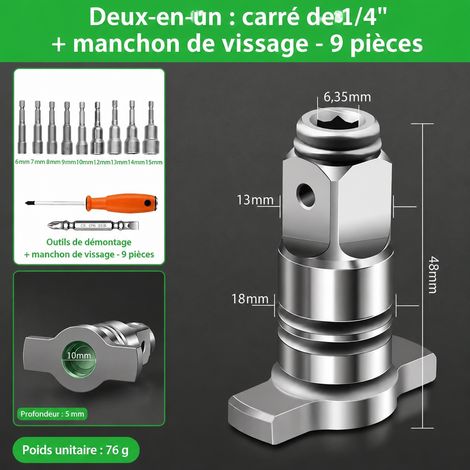 Adaptateur double usage avec 9 douilles pour clé à chocs et outil de démontage 9 réf 7332 30 × 30 × 30 cm 300 kg – Livraison gratuite
