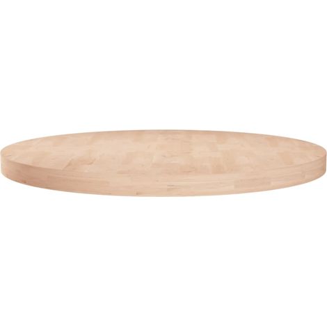 Runde Tischplatte Ø60x4 cm Unbehandeltes Massivholz Eiche