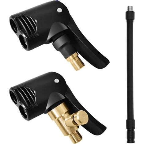 Jeu de 2 adaptateurs de valve de pneu de voiture, tubes de gonflage de valve, extensions de pompe à vélo, gonflage de valve en laiton pour pneus de voiture, de vélo et de moto.