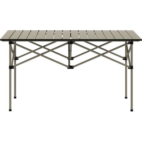 Table de camping pliante avec plateau enroulable, structure en X, table de jardin en aluminium, légère, table d'appoint pour 2 personnes, idéale pour le jardin, le balcon ou le camping, 95 x 55 cm, ka (1/5)