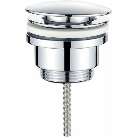 Bonde de vidage pour lavabo de salle de bain POP-UP avec/sans Trop Plein, Bonde de Lavabo Push Open en Métal, Chrome (1/5)