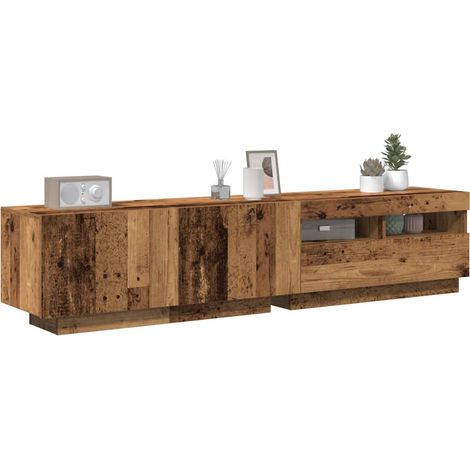 TV-Schrank mit LED-Leuchten Altholz-Optik 180x35x40 cm