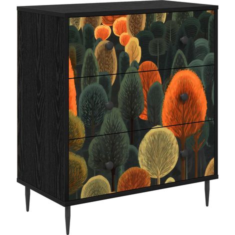 vidaXL Cajonera ZAANDAM Impresión de bosque 66 x 36,5 x 76 cm (1/2)