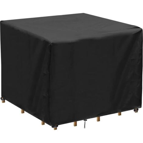 Housse Table de Jardin Carrée, Bache Salon de Jardin Imperméable, Anti-UV,210D Oxford Tissu Housse de Table Chaise Meubles de Jardin Extérieure (90x90x90cm)
