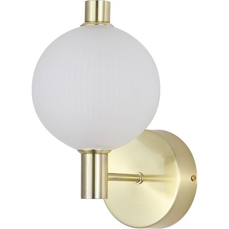 Searchlight Luminique Applique murale LED intégrée, laiton satiné, verre 6W 3000K (1/5)