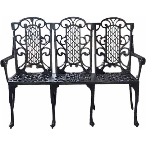 Victorian Bench (3 Seater) British Made, High Quality Cast Aluminium Garden Furniture - L55 x W145 x H101 cm
