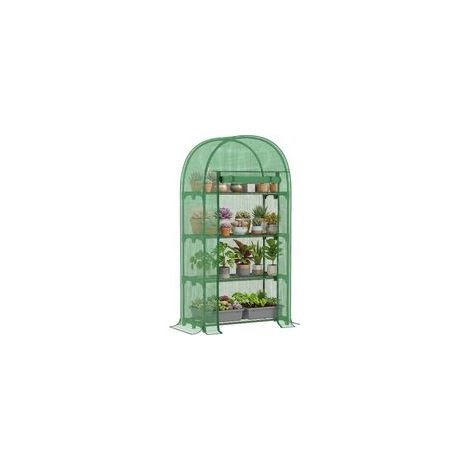 Serre de jardin serre de balcon résistante aux UV porte enroulable 4 étagères couverture en PE 80 x 49 x 160 cm vert (1/5)