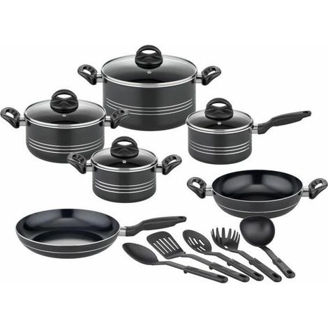 GSW Milano Nero Kochtopfset 15-teilig Schwarz (1/3)