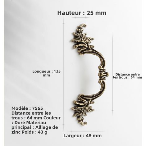 Schranktürgriff aus Zinklegierung, europäischer Retro-Stil, goldener und antiker silberner Hänger mit gravierten Motiven, Möbel- und Schubladenbeschläge (Modell Messing Finish 7565-64) - 10er-Pack-lsw