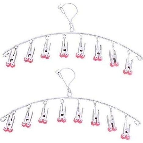 Lot de 2 étendoirs à linge en inox avec 8 pinces à linge, rouge – DELKEVIC