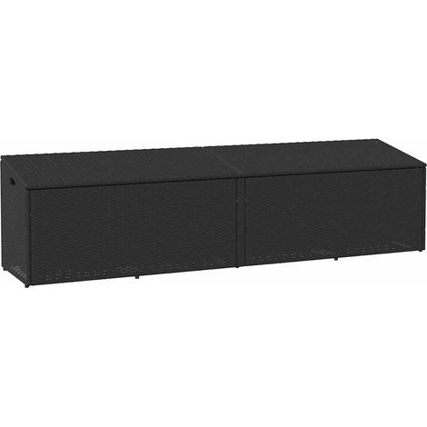 Garten-Auflagenbox Schwarz 220x50x58 cm Poly Rattan