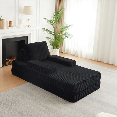 Modulares Schlafsofa 211,5 cm aus schwarzem Cord-Samt OKMYHOME (1/5)