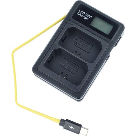 vhbw Dual Micro-USB + USB-C Ladegerät kompatibel mit Sony ZV-E1 Kamera - Ladeschale + Micro-USB Kabel Ladeanzeige + Display (1/5)