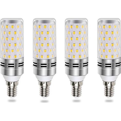 Ampoule E14 Mais LED 16W Blanc Froid 6000K, Équivalent Halogène E14 100W 120W, 1600LM, 360° Lumiere, AC 175-265V, Ampoule E14 Bougie LED pour Lustre/Applique/Lampe Chevet, non-dimmable, lot de 4 (1/4)