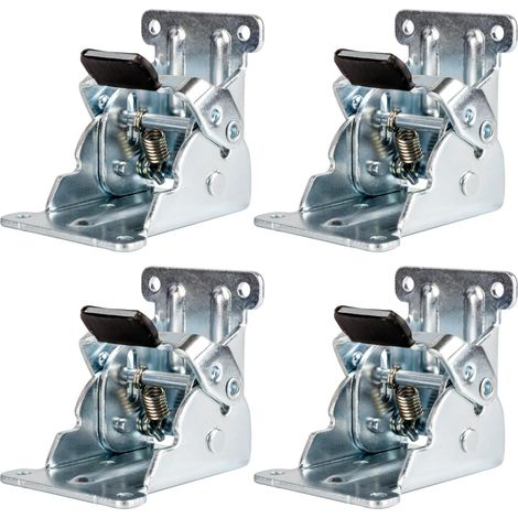 4 Pièces - Charnière Pliante - Support De Jambe - Verrouillage Automatique 90 Degrés - Acier Robuste Pour Table Et Lit - Noir - 6,8x6,3x5,4cm (1/5)