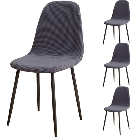 Set of 4 modern retro jacquard dining chair covers for kitchen, living room, dining room, bar, cafe (grey and blue) (1/5)