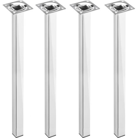 Pieds de table carrés en acier chromé 75cm – Lot de 4 – Fixation facile sur surfaces planes – Charge max 75kg par pied – Primematik (1/5)