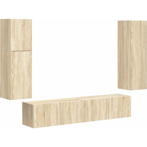 TV-Schrankset Wandmontiert 4 pcs Sonoma-Eiche Holzwerkstoff vidaXL