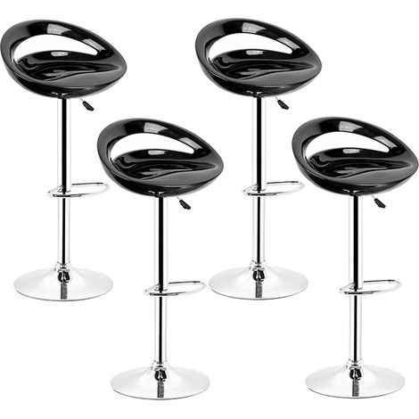 4er-Set Barstuhl, 360°Drehung, höhenverstellbar,mit Fußstütze, für Bar, Arbeitszimmer, Küche (Schwarz)